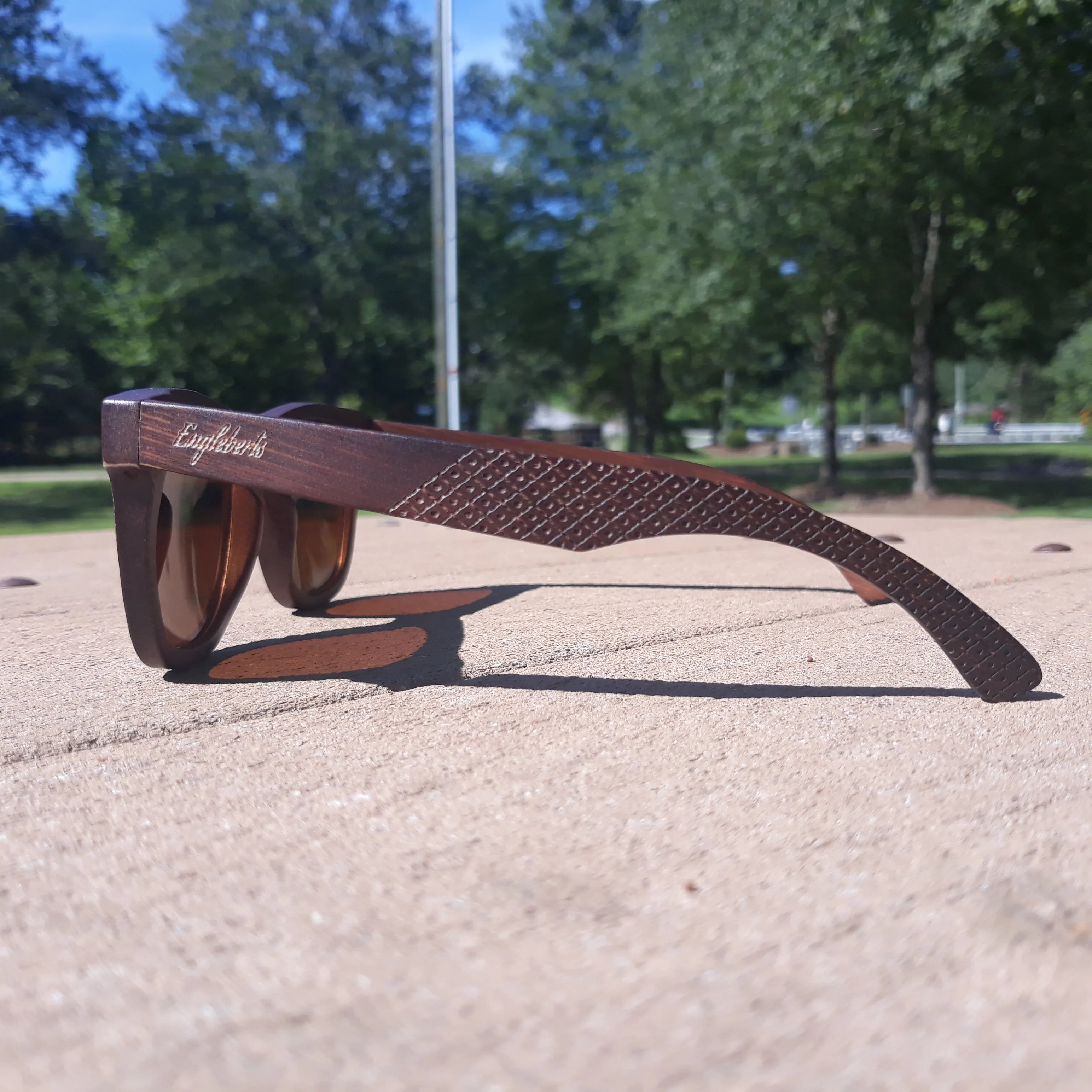 Wholesale - Sienna Wooden Sunglasses With Bamboo Case, Tea Colored Polarized Lenses, Handcrafted