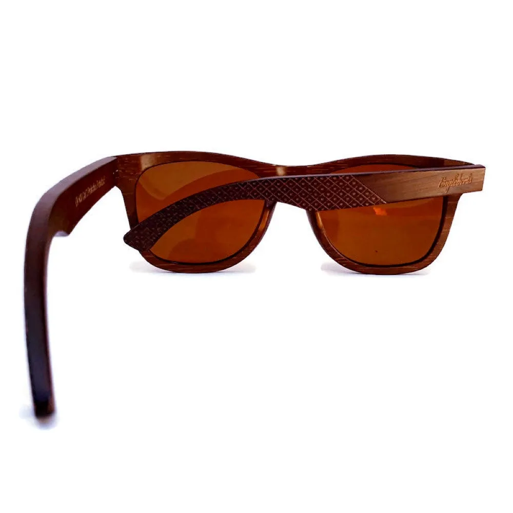 Wholesale - Sienna Wooden Sunglasses With Bamboo Case, Tea Colored Polarized Lenses, Handcrafted