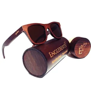 Wholesale - Sienna Wooden Sunglasses With Bamboo Case, Tea Colored Polarized Lenses, Handcrafted