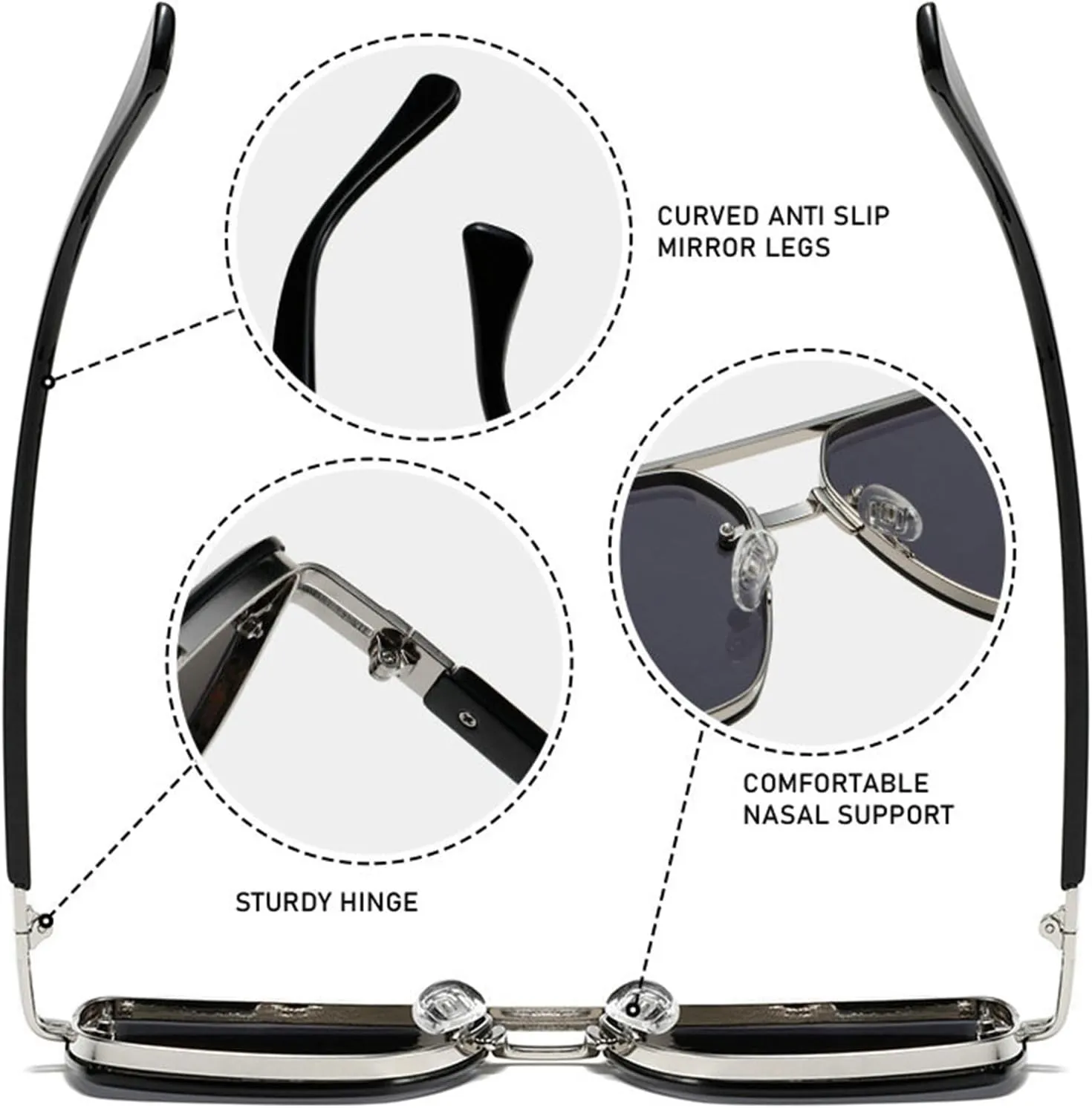 willochra Mens Fashion Classic Square Sunglasses luxury 2024 Double beams vintage oversized Pilot sunglasses shades F27