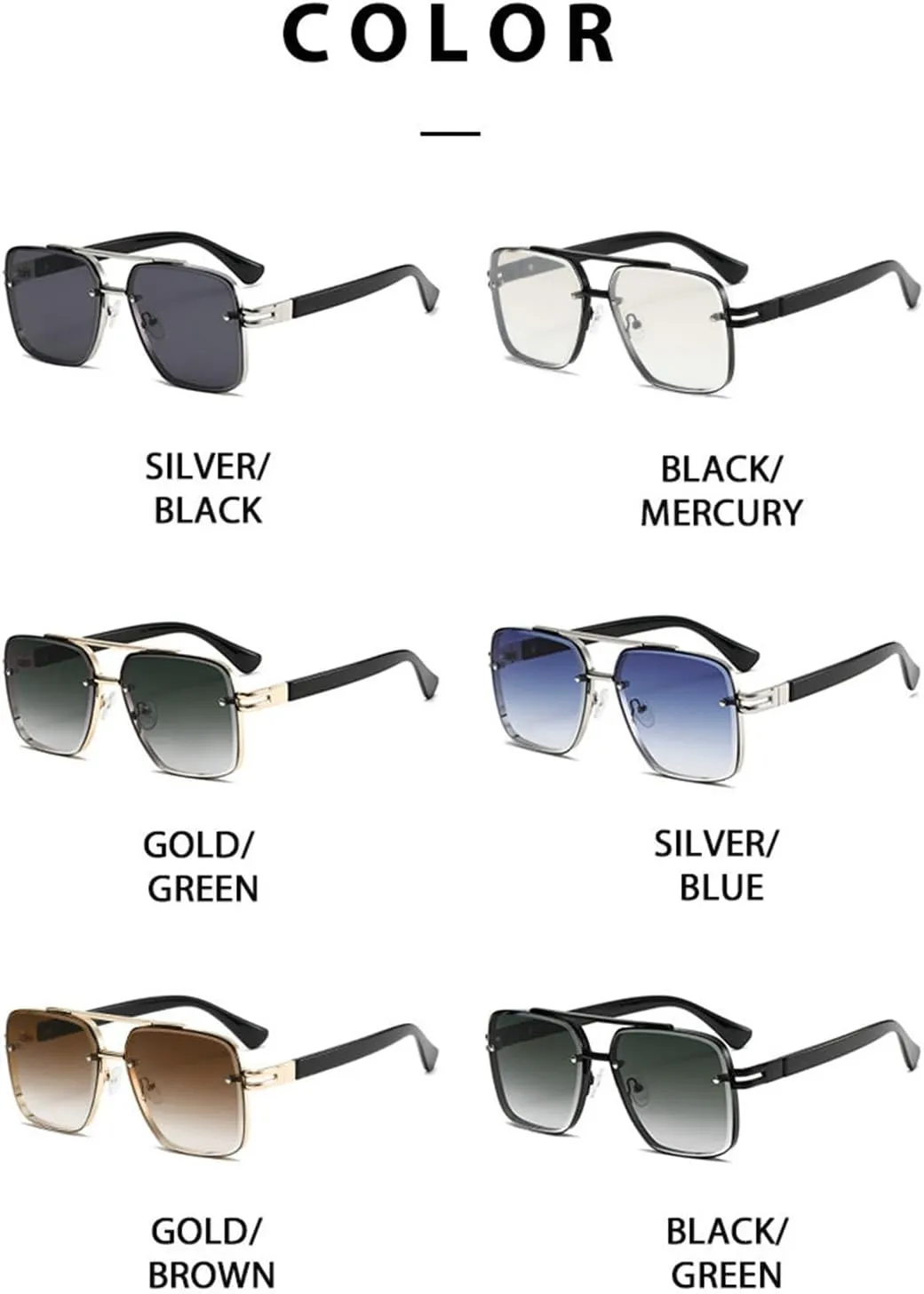 willochra Mens Fashion Classic Square Sunglasses luxury 2024 Double beams vintage oversized Pilot sunglasses shades F27