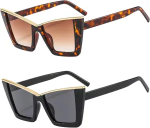 willochra Vintage Oversized Square Rivet Sunglasses For Women Fashion Gradient Cat Eye Sun Glasses Female Shades Uv400