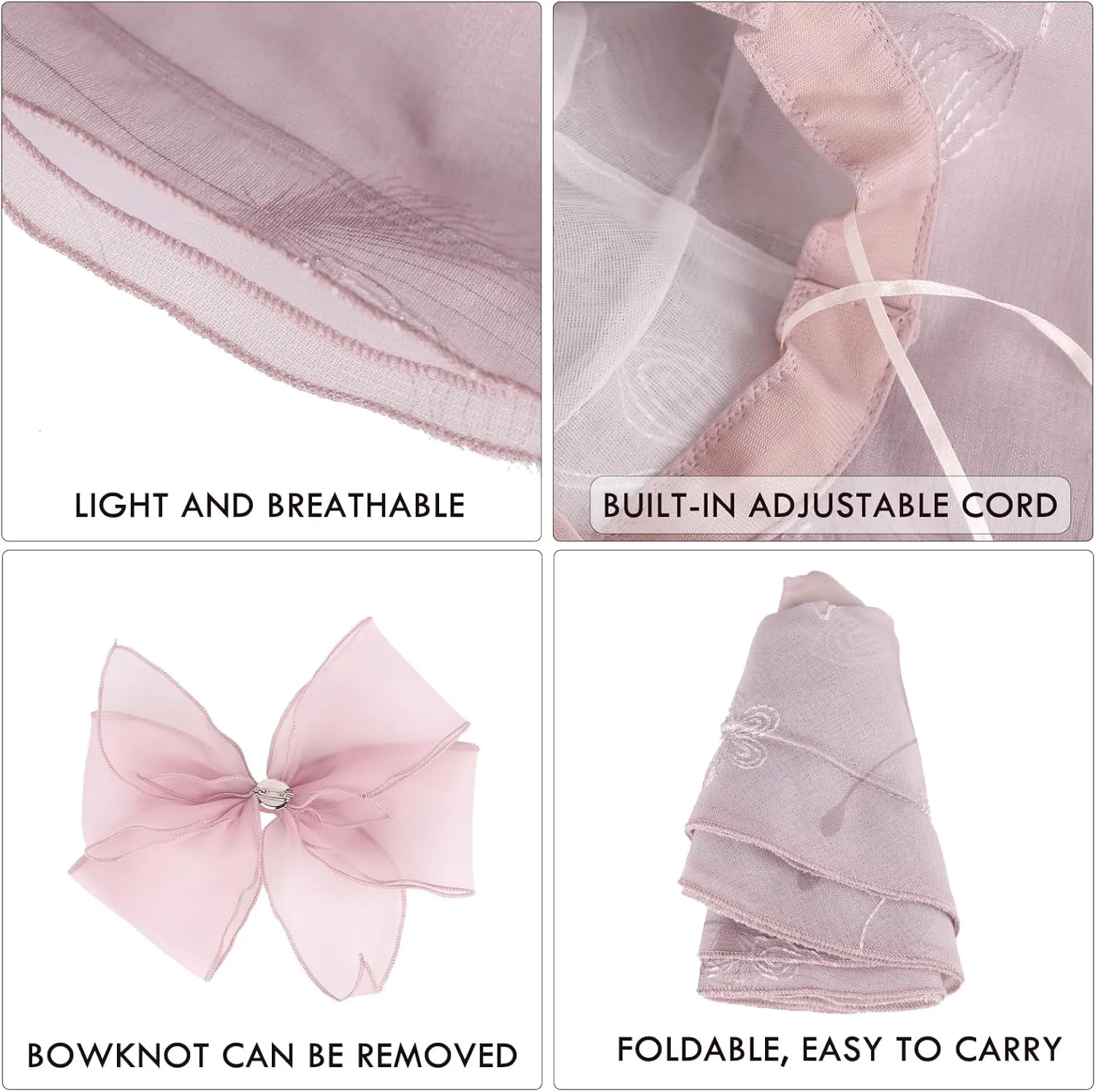 Women Hat Organza Church Dress Fascinator Bridal Tea Party Wedding Hats for Flower Wide Brim Sun Hat