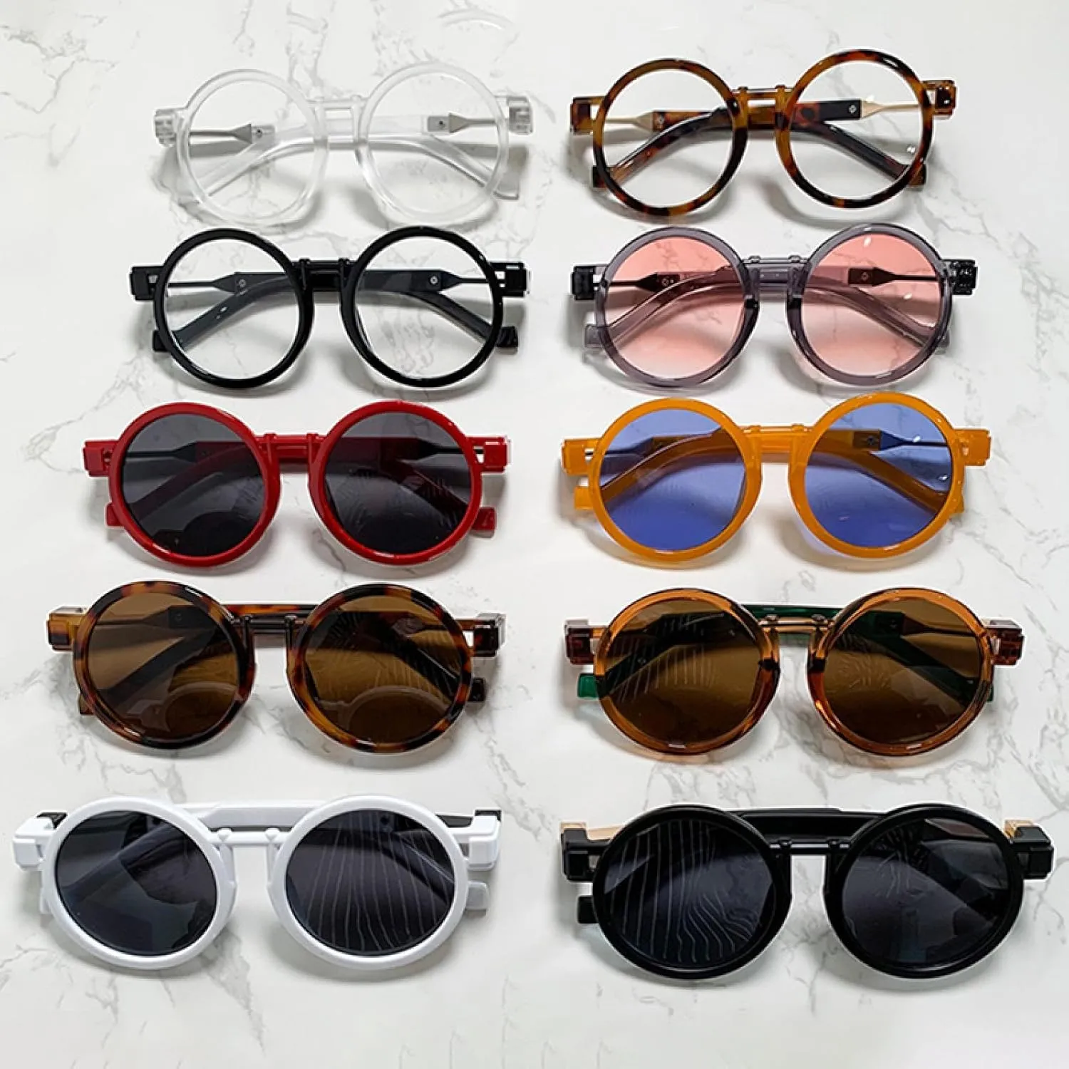 Women Round Punk Sunglasses Shades Uv400 Men Clear Gradient Sun Glasses