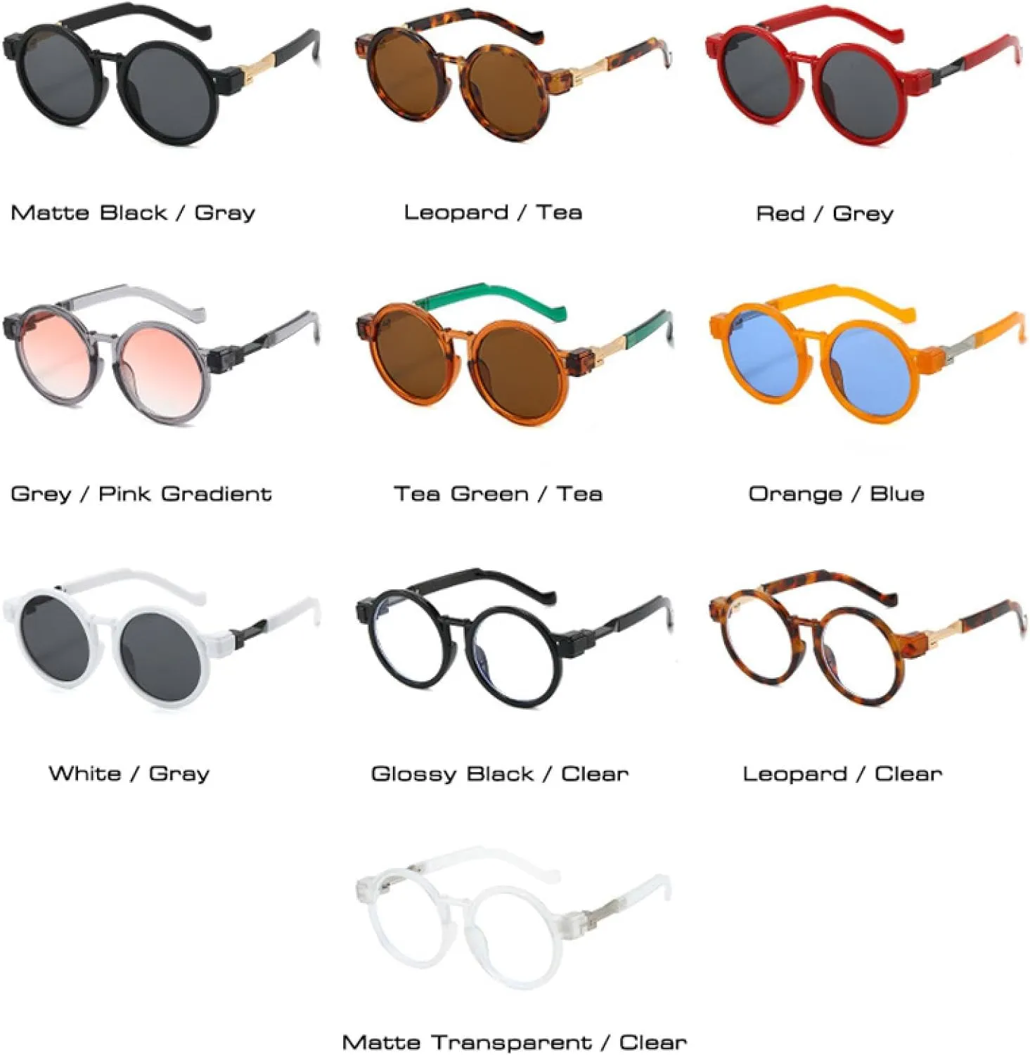 Women Round Punk Sunglasses Shades Uv400 Men Clear Gradient Sun Glasses