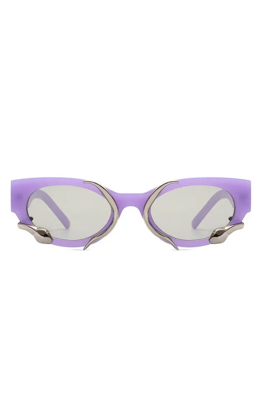 Women Round Snake Design Cat Eye Sunglasses