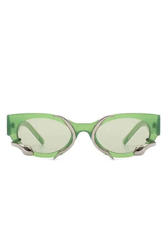 Women Round Snake Design Cat Eye Sunglasses