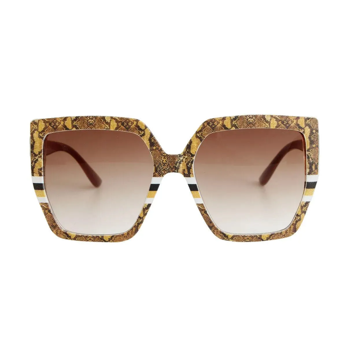 Women's Brown Snake Print Square Sunglasses - Top Trendsetter Fashion Fave