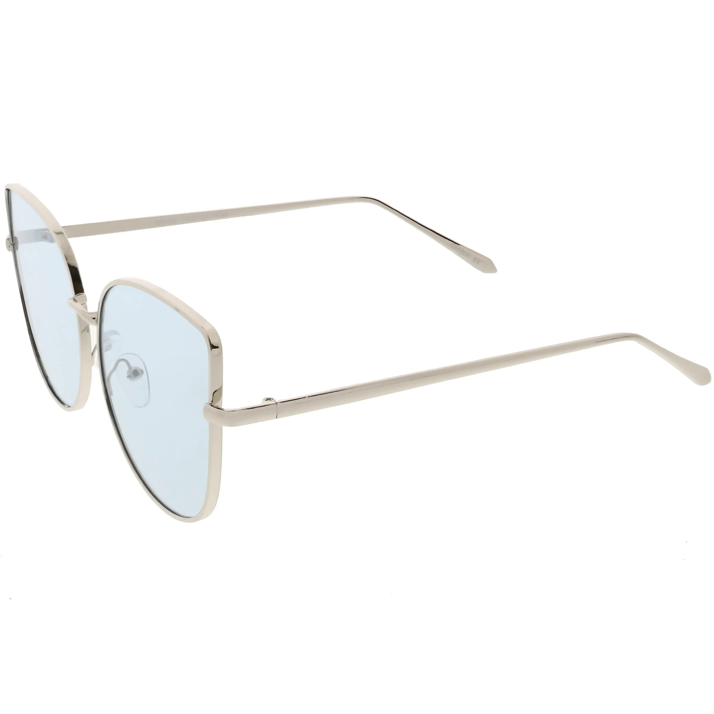 Women's Color Flat Lens Metal Cat Eye Sunglasses C242
