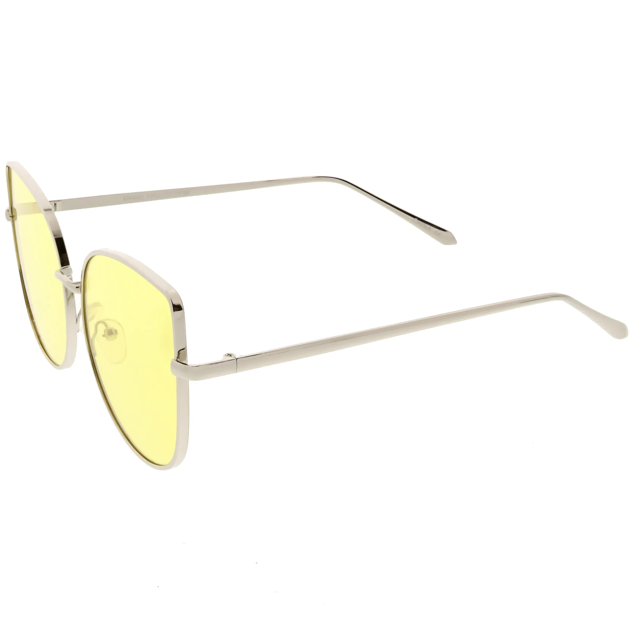 Women's Color Flat Lens Metal Cat Eye Sunglasses C242