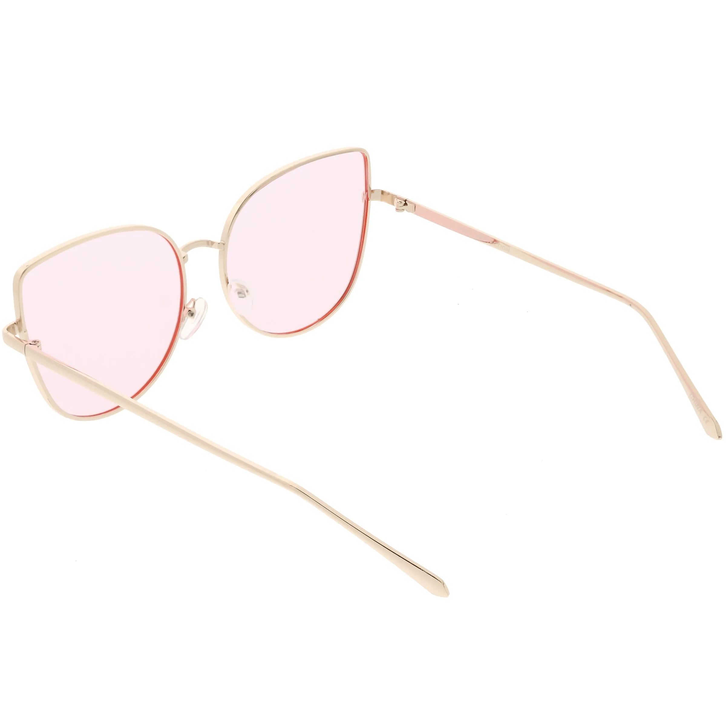 Women's Color Flat Lens Metal Cat Eye Sunglasses C242