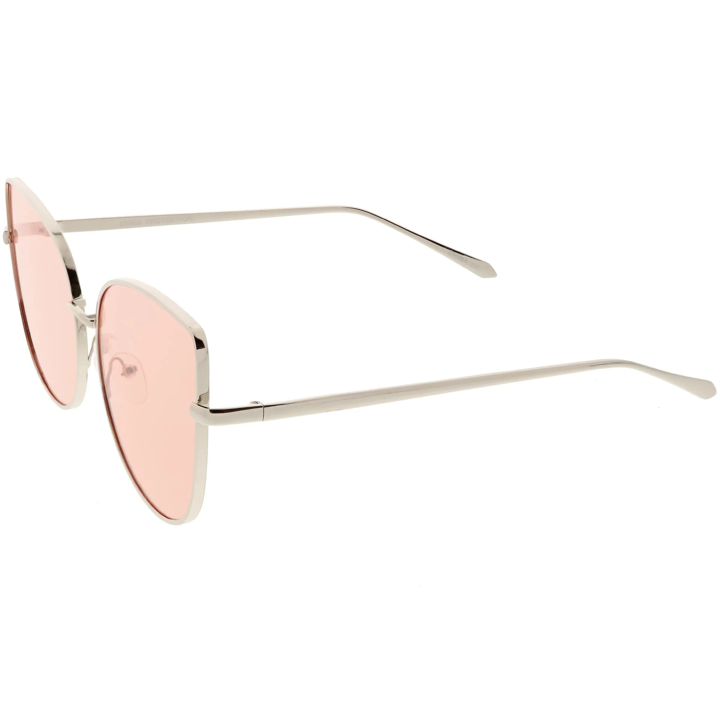 Women's Color Flat Lens Metal Cat Eye Sunglasses C242