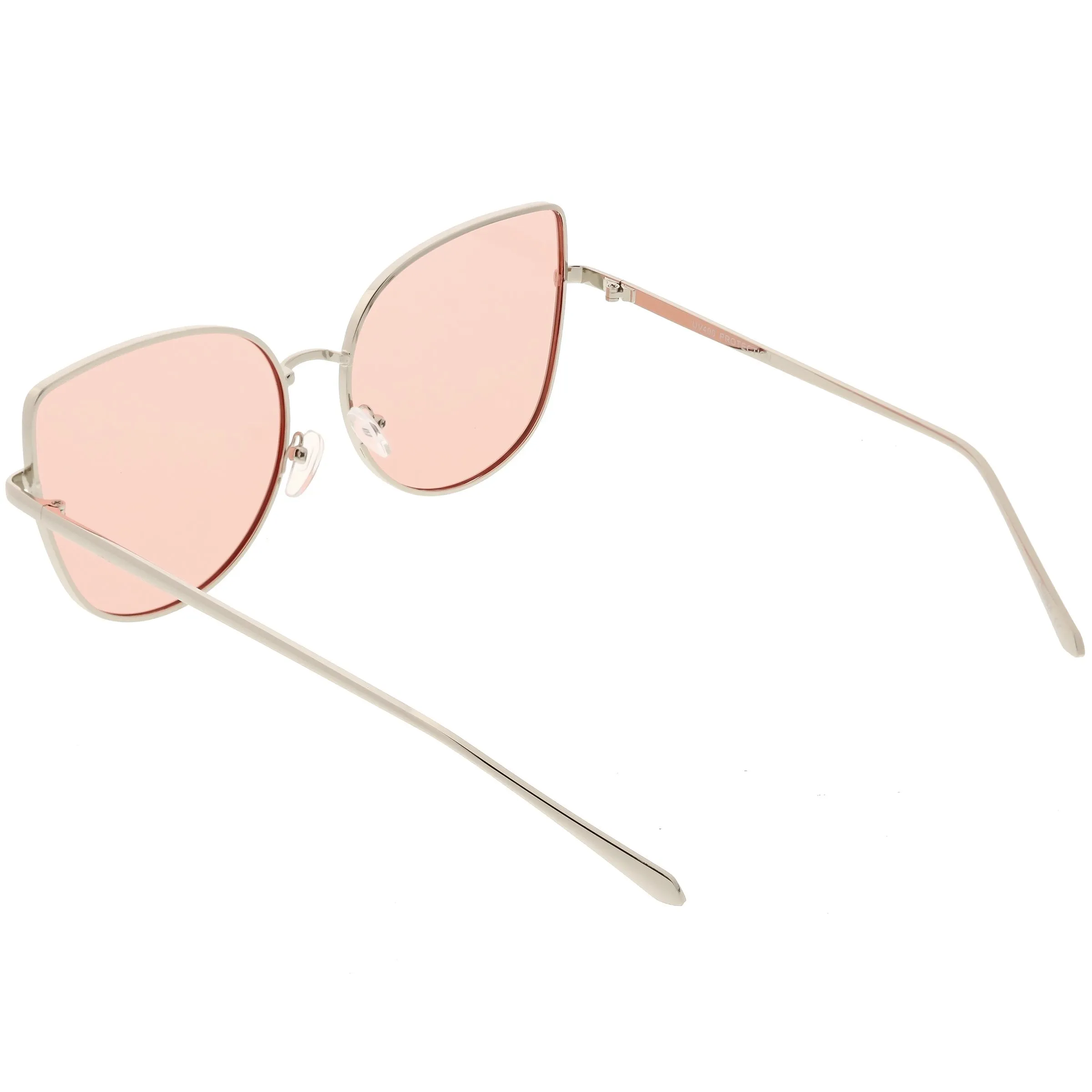 Women's Color Flat Lens Metal Cat Eye Sunglasses C242