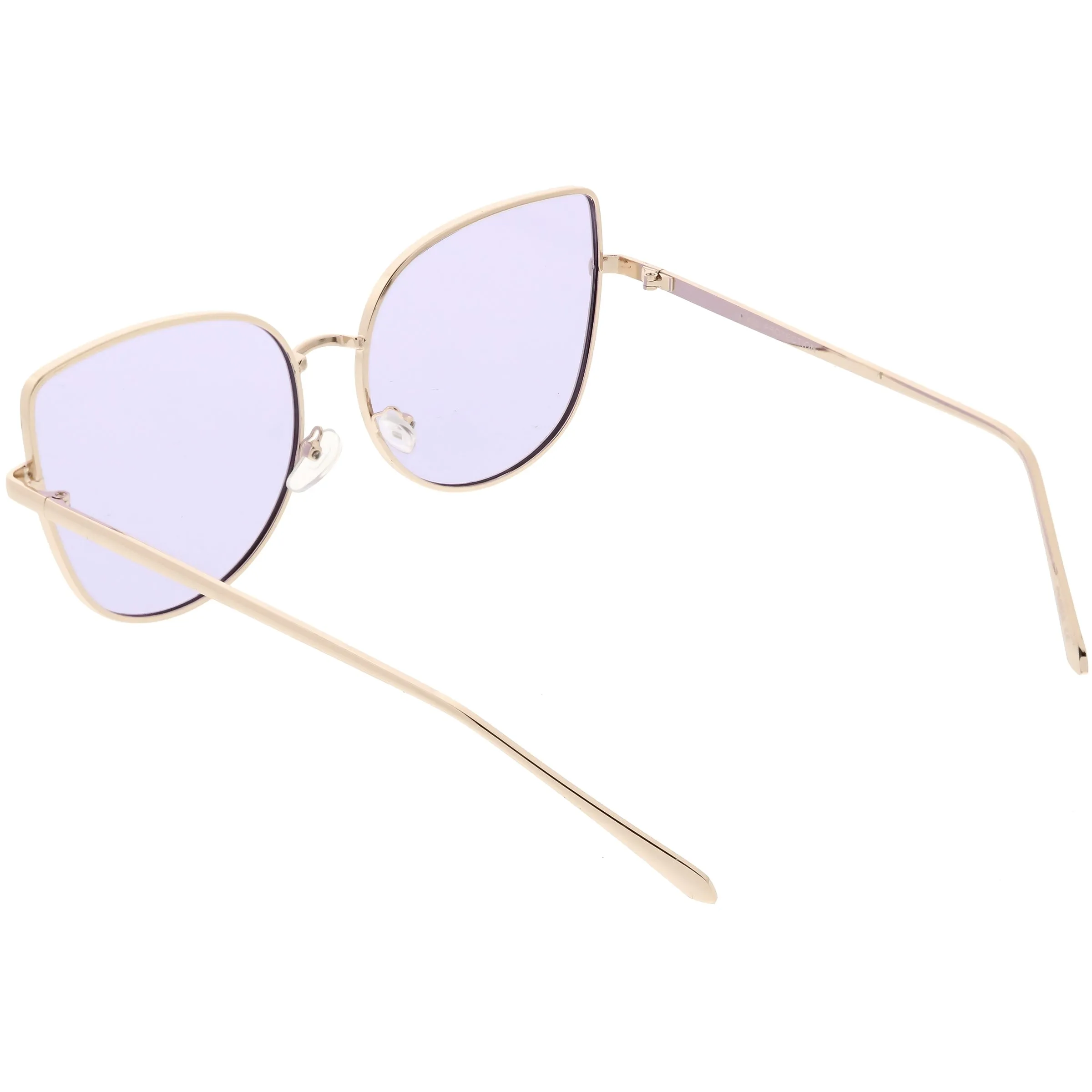 Women's Color Flat Lens Metal Cat Eye Sunglasses C242