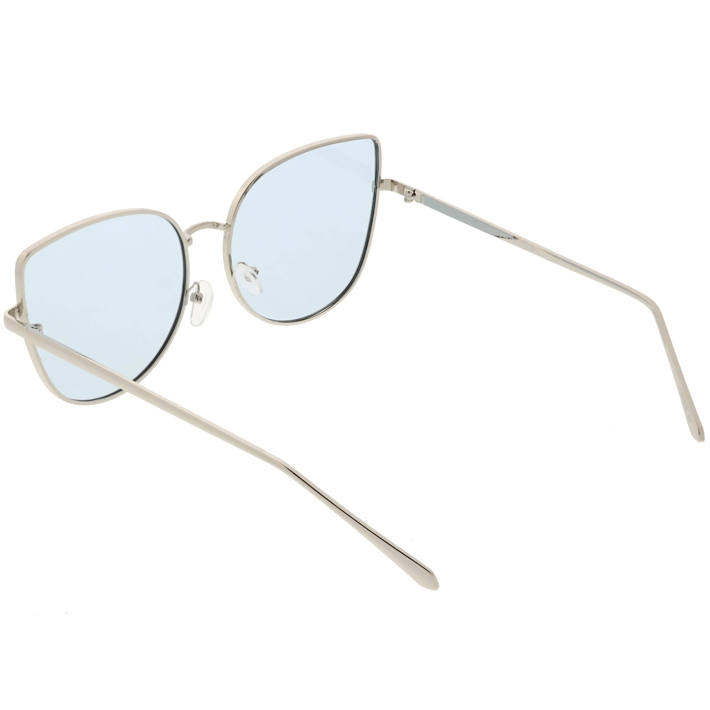 Women's Color Flat Lens Metal Cat Eye Sunglasses C242