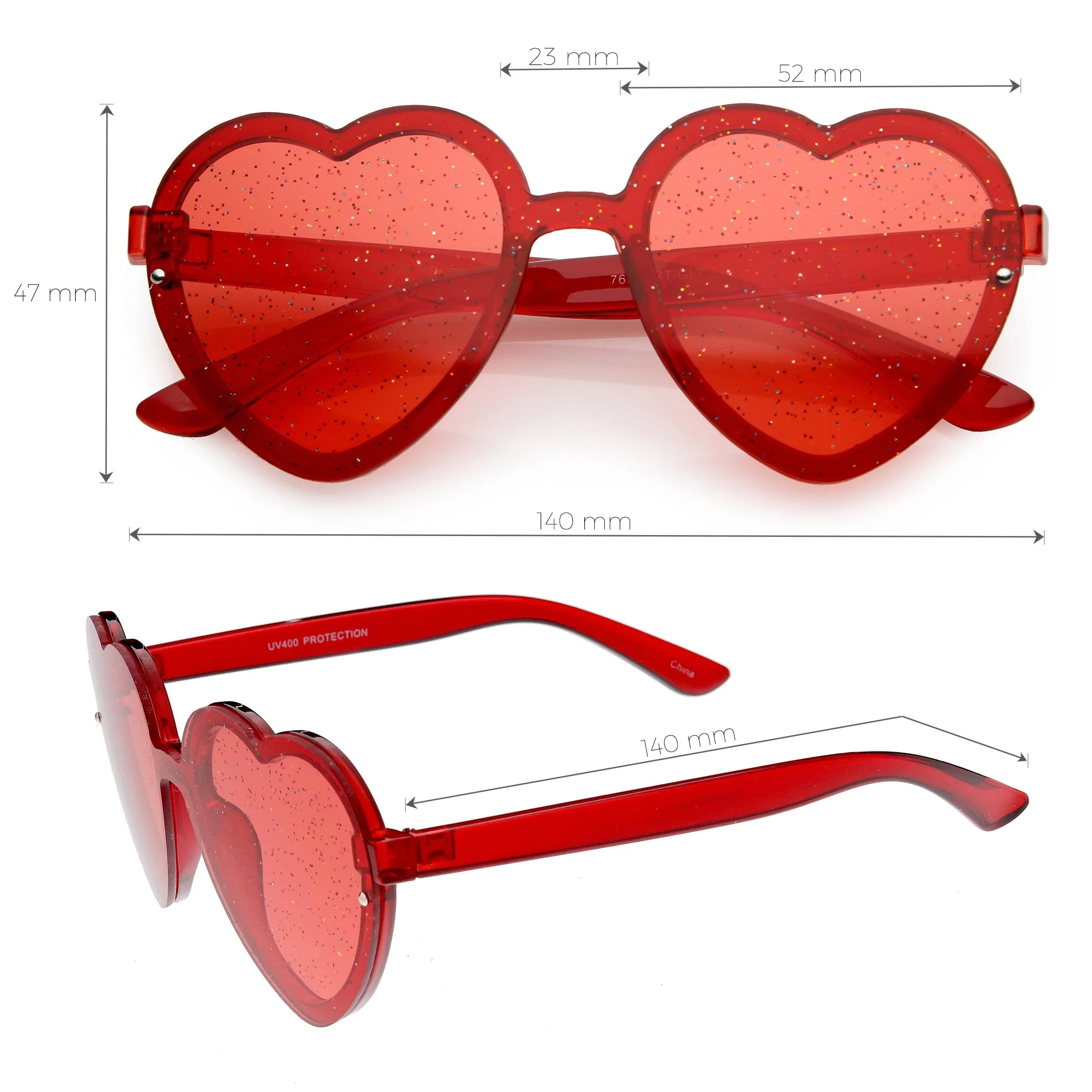 Women's Colorful Heart Shape Glitter Lens Novelty Sunglasses C879