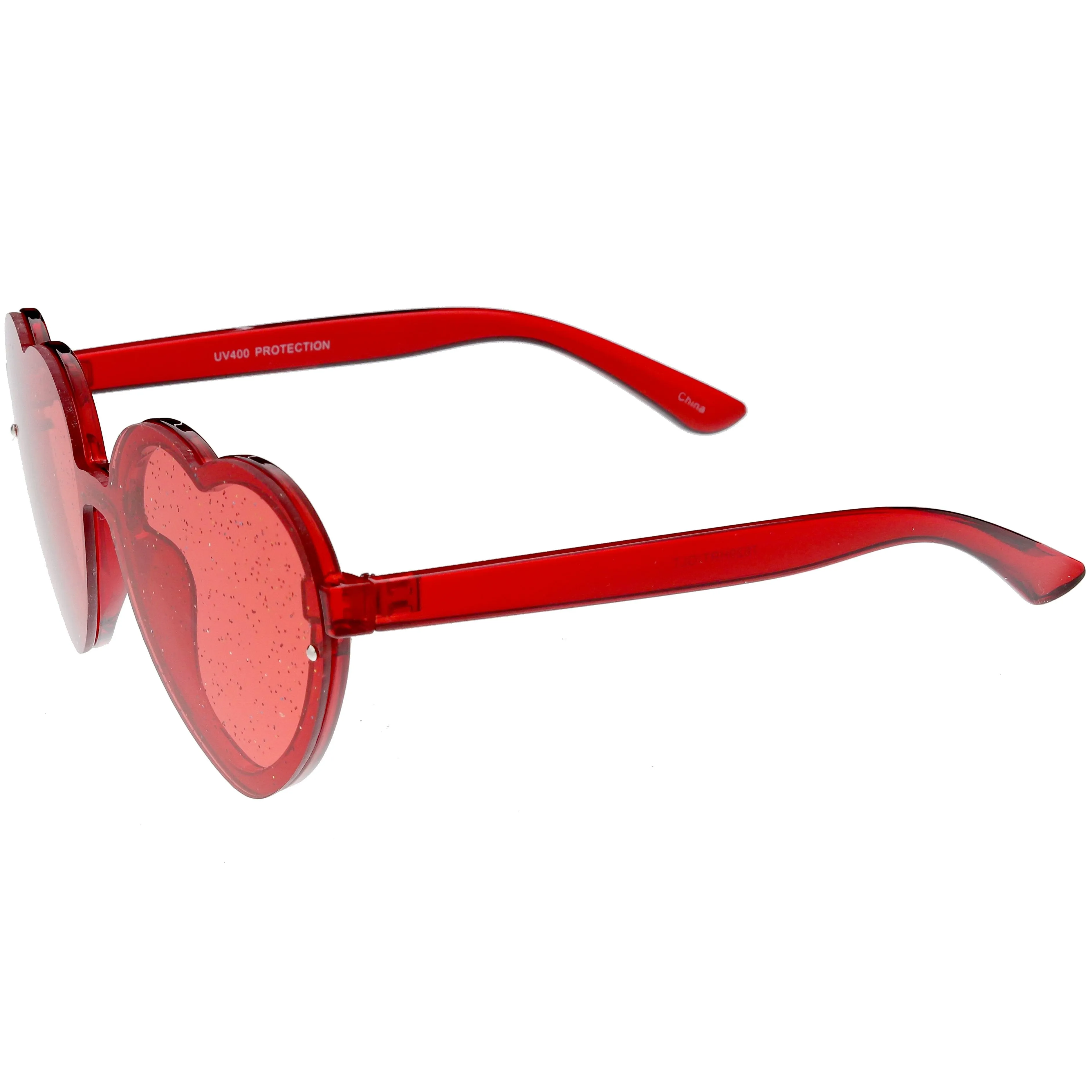 Women's Colorful Heart Shape Glitter Lens Novelty Sunglasses C879