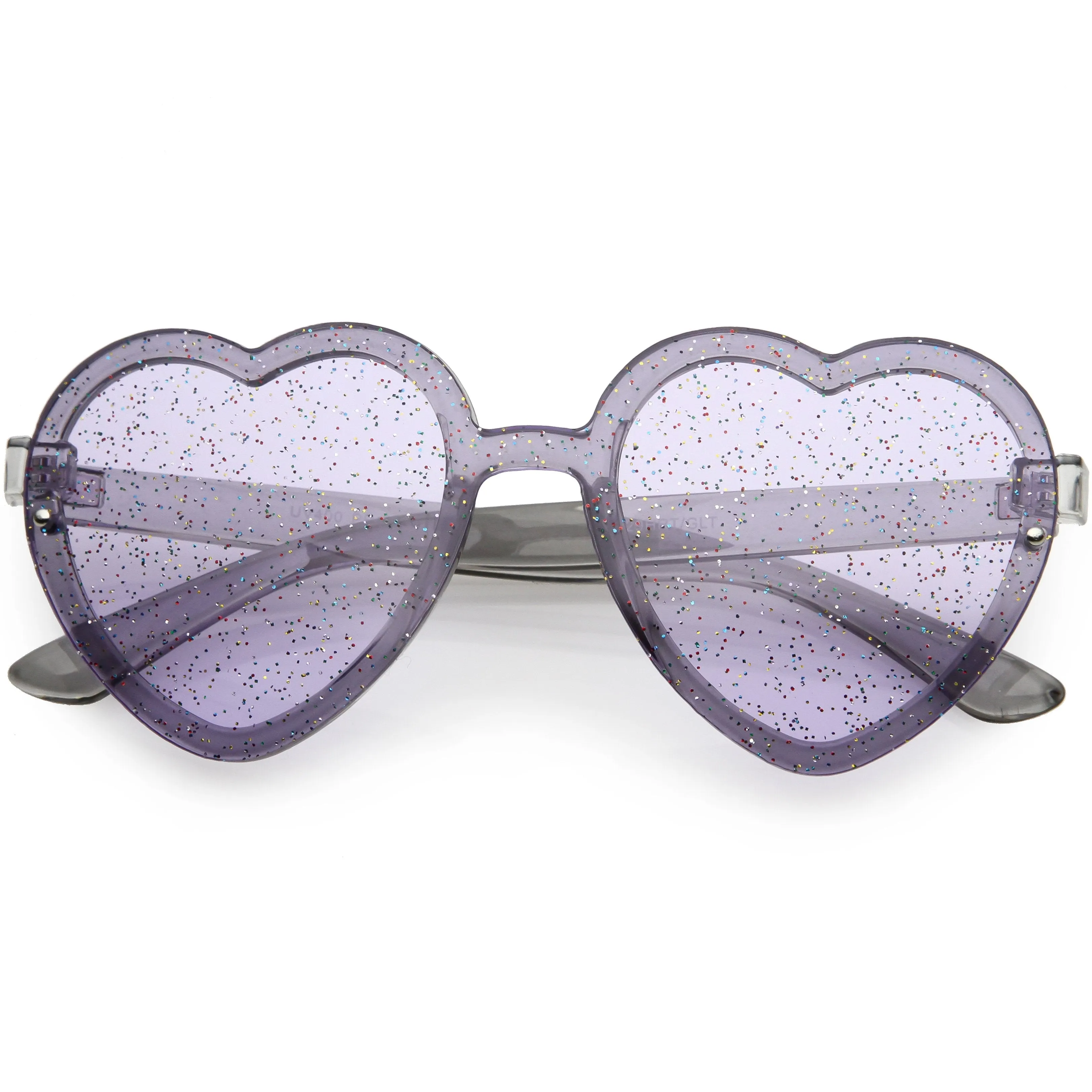Women's Colorful Heart Shape Glitter Lens Novelty Sunglasses C879
