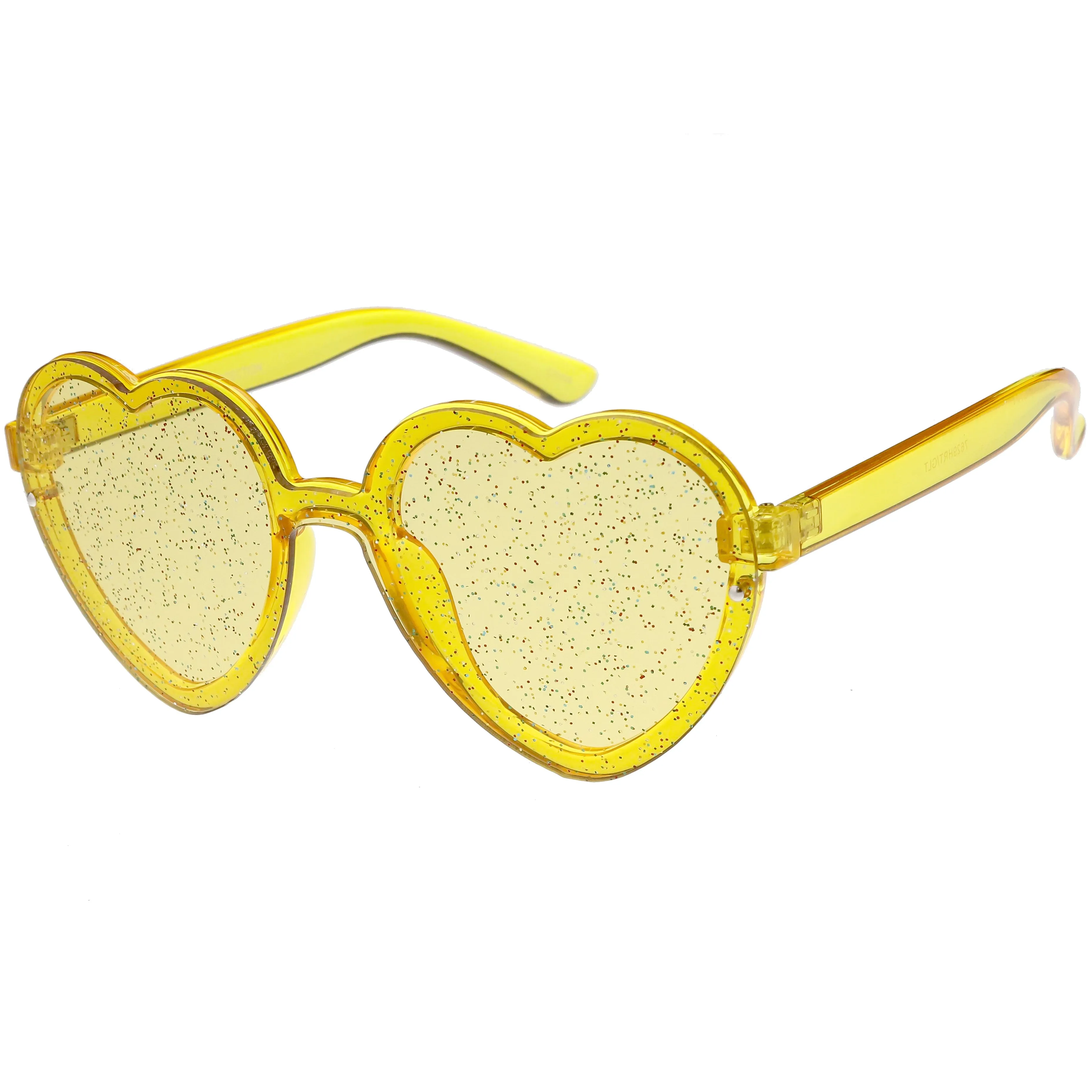 Women's Colorful Heart Shape Glitter Lens Novelty Sunglasses C879