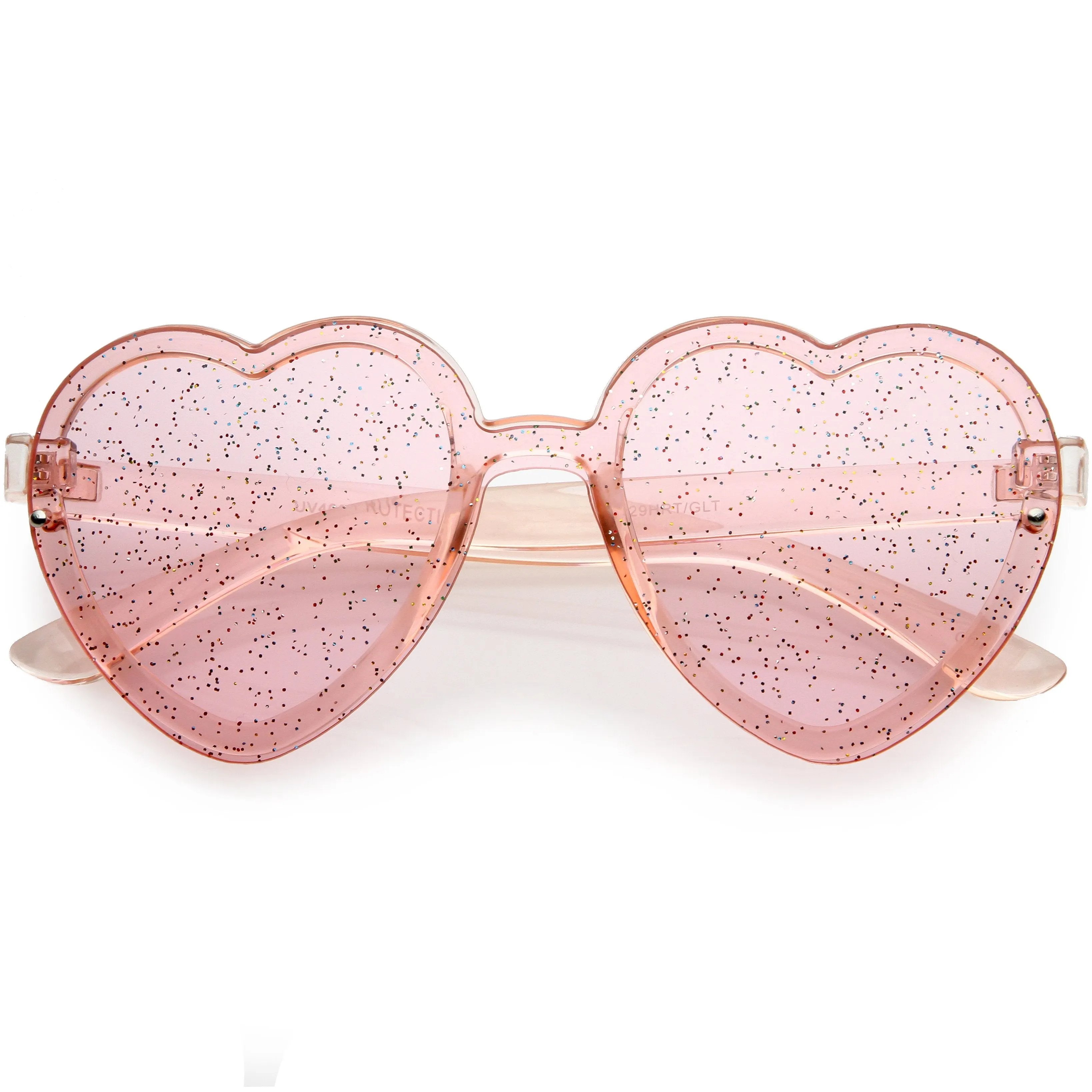 Women's Colorful Heart Shape Glitter Lens Novelty Sunglasses C879
