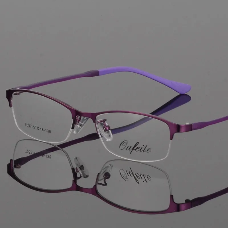 Women's Eyeglasses Alloy Frame Half Rim Tr Legs Mod 7057