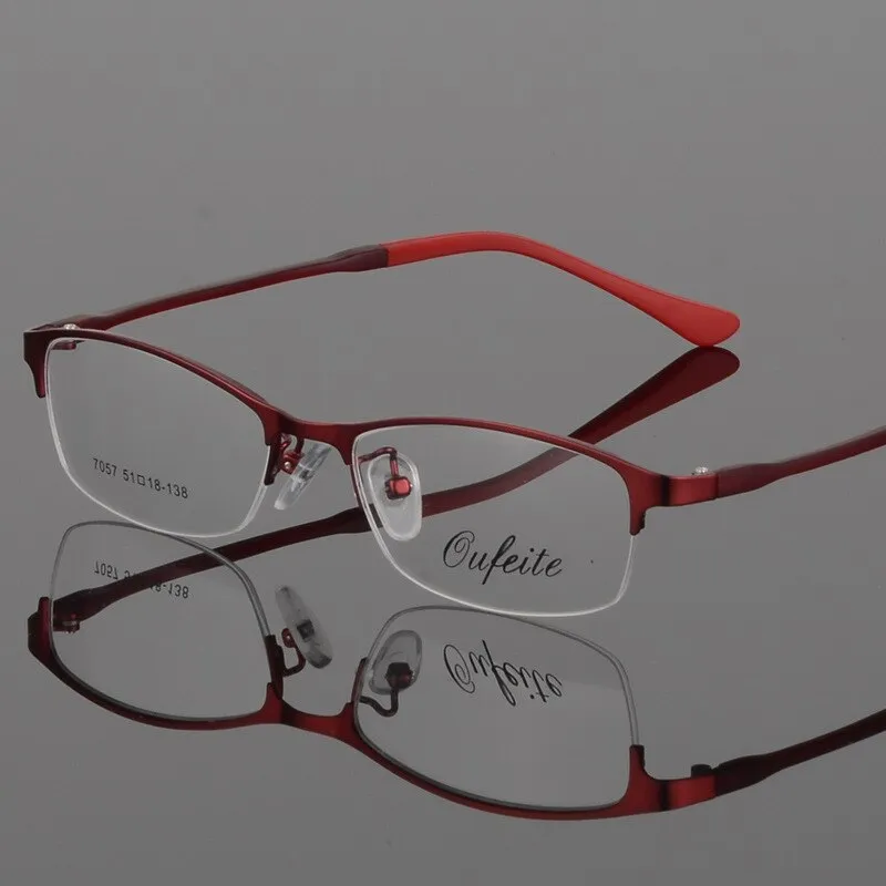 Women's Eyeglasses Alloy Frame Half Rim Tr Legs Mod 7057
