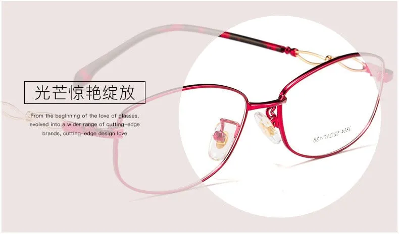 Women's Full Rim Oval Eyeglasses Alloy Frame 2854