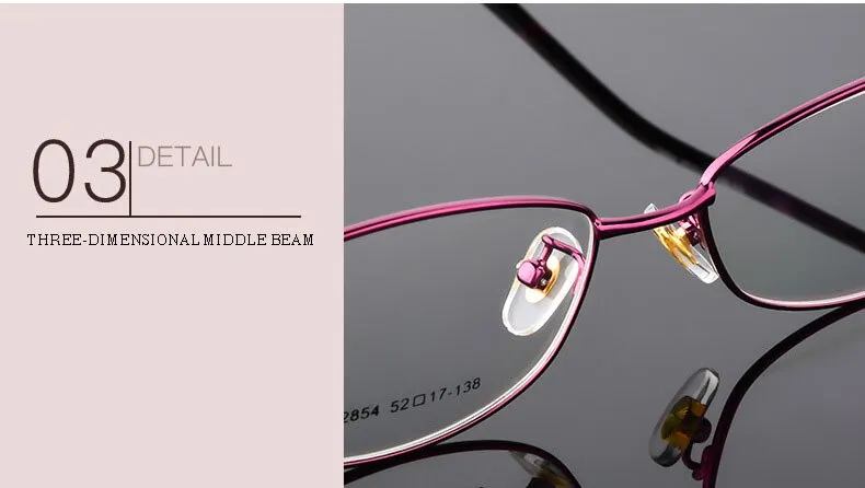 Women's Full Rim Oval Eyeglasses Alloy Frame 2854