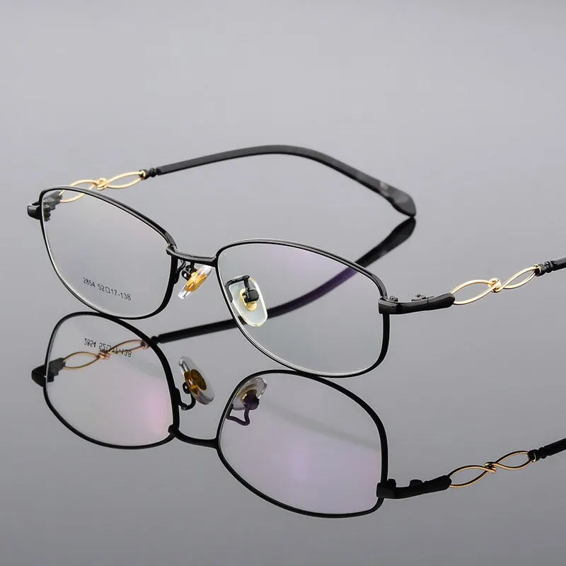 Women's Full Rim Oval Eyeglasses Alloy Frame 2854