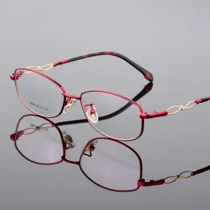 Women's Full Rim Oval Eyeglasses Alloy Frame 2854