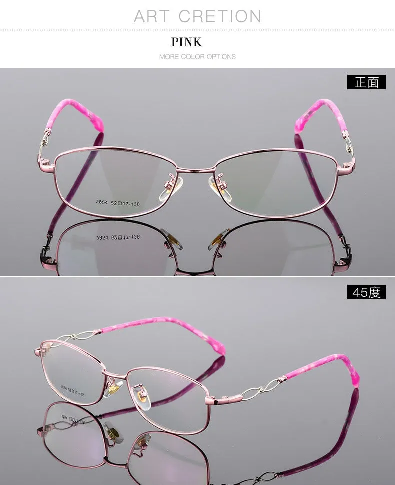 Women's Full Rim Oval Eyeglasses Alloy Frame 2854