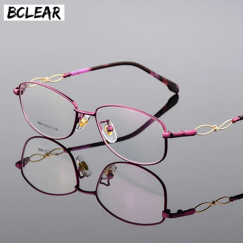 Women's Full Rim Oval Eyeglasses Alloy Frame 2854
