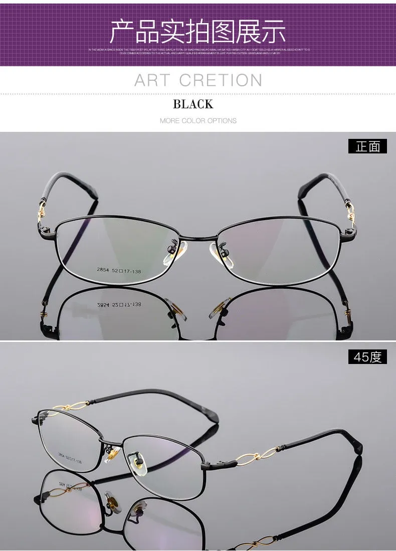 Women's Full Rim Oval Eyeglasses Alloy Frame 2854