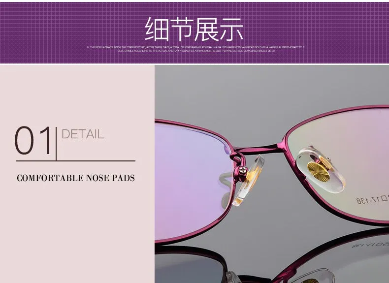 Women's Full Rim Oval Eyeglasses Alloy Frame 2854