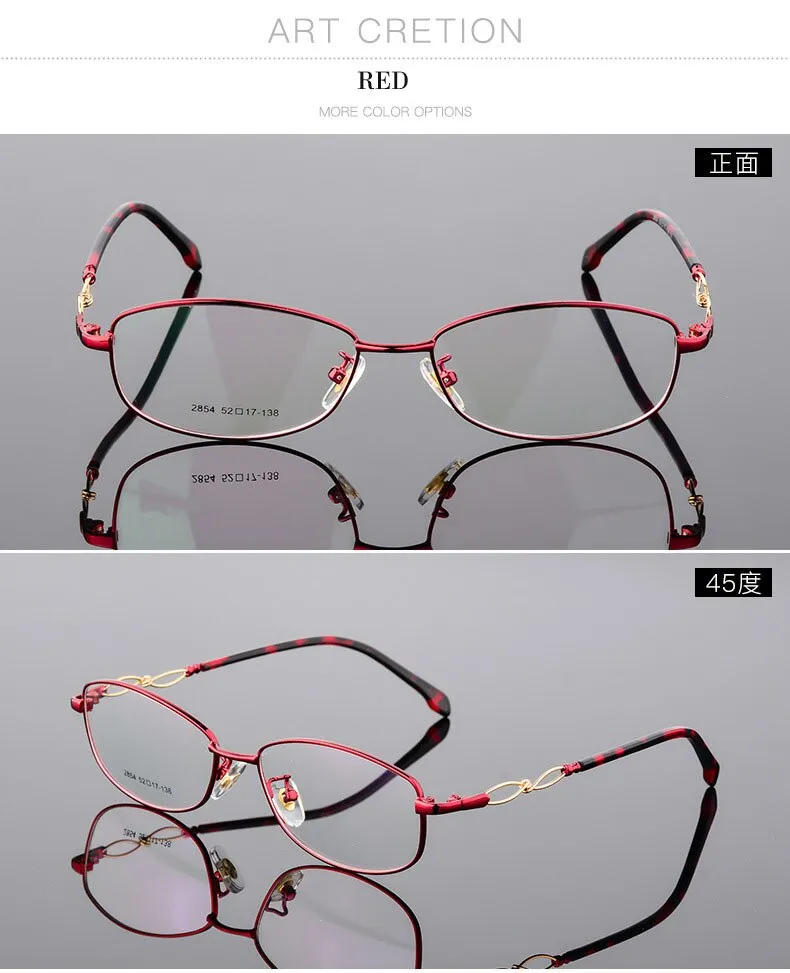 Women's Full Rim Oval Eyeglasses Alloy Frame 2854
