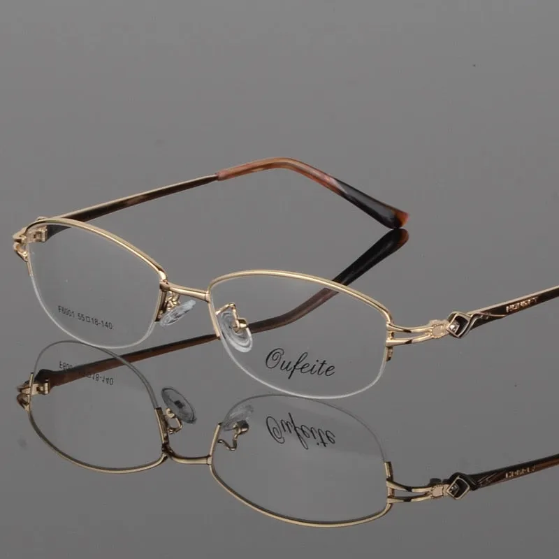 Women's Half Rim Eyeglasses Alloy Frame Sf6001