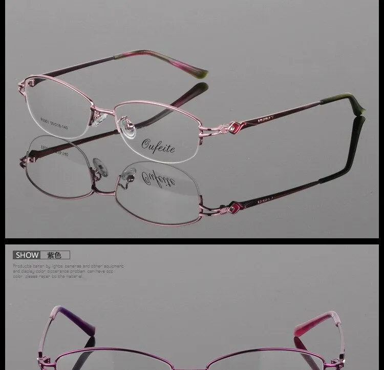 Women's Half Rim Eyeglasses Alloy Frame Sf6001