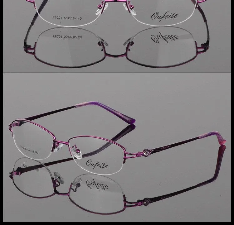 Women's Half Rim Eyeglasses Alloy Frame Sf6001