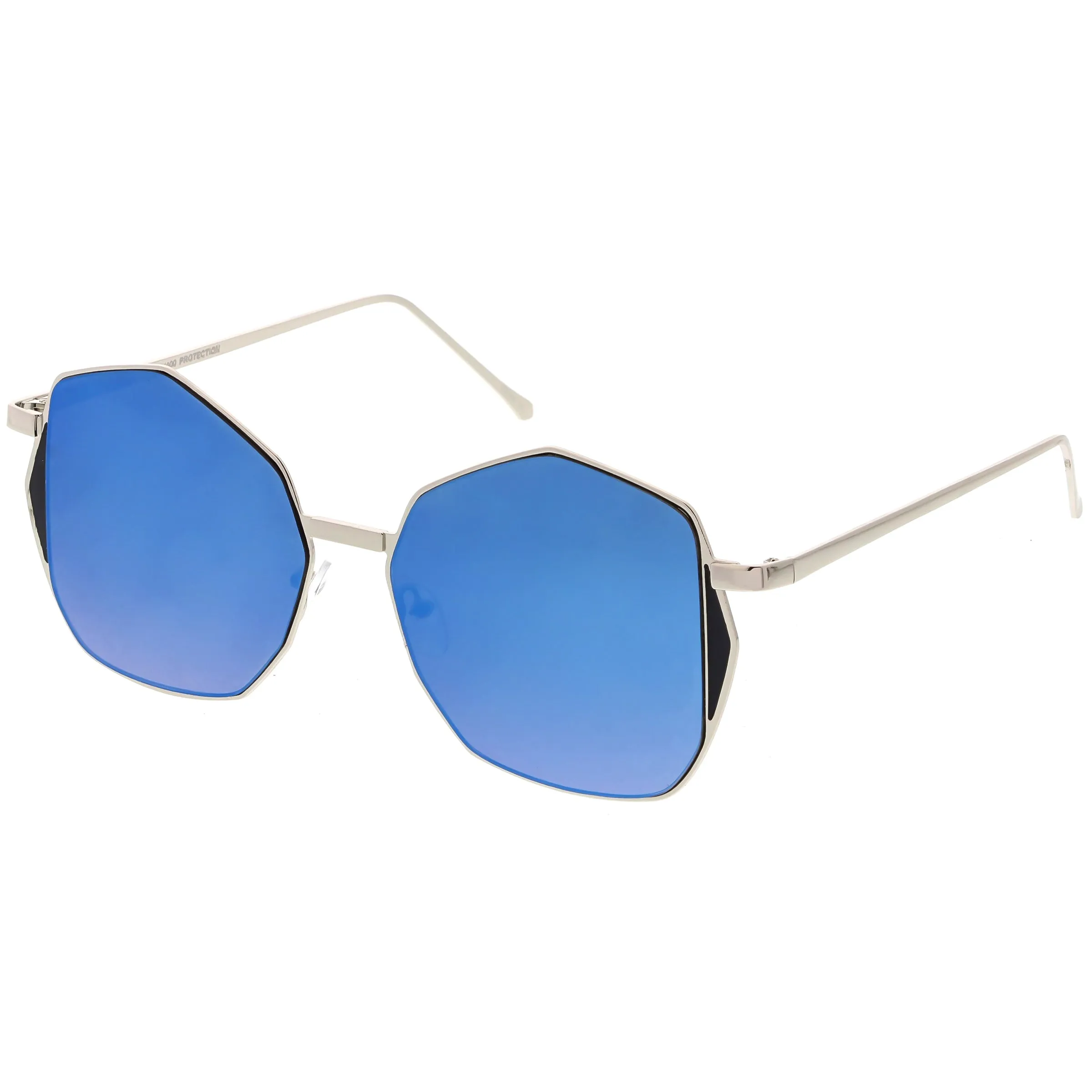 Women's Oversize Geometric Mirrored Flat Lens Sunglasses C128