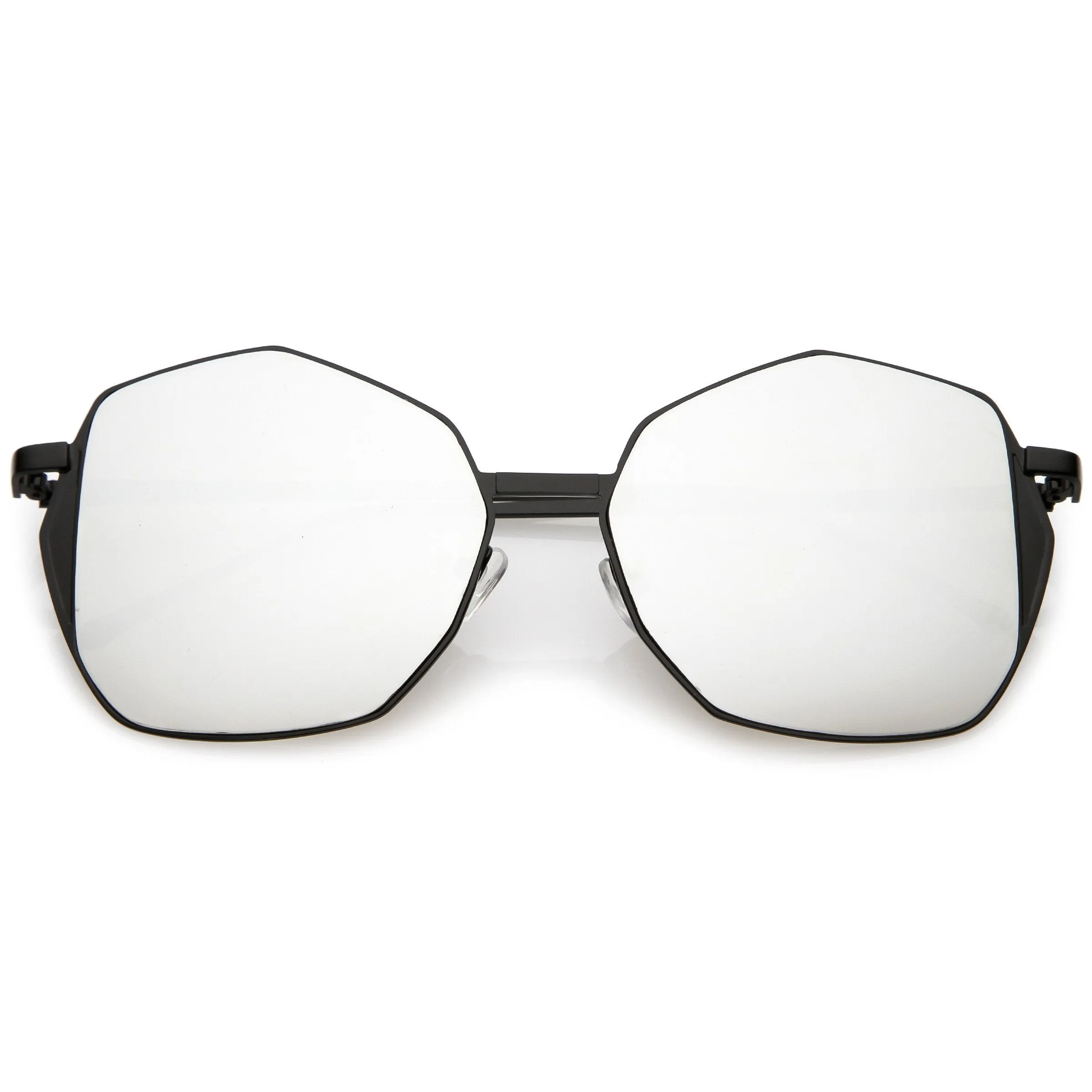 Women's Oversize Geometric Mirrored Flat Lens Sunglasses C128