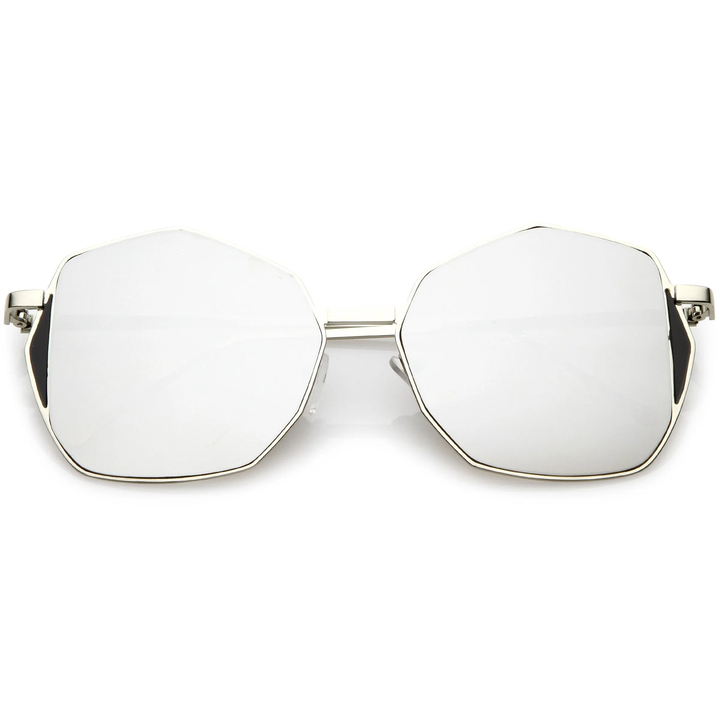 Women's Oversize Geometric Mirrored Flat Lens Sunglasses C128