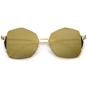 Women's Oversize Geometric Mirrored Flat Lens Sunglasses C128