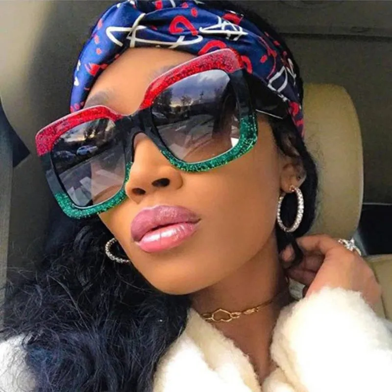 Womens Oversized Square Three Color Sunglasses
