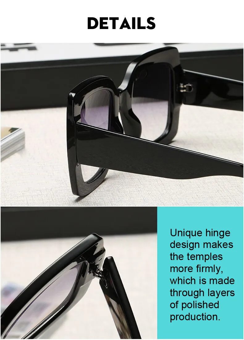 Womens Oversized Square Three Color Sunglasses