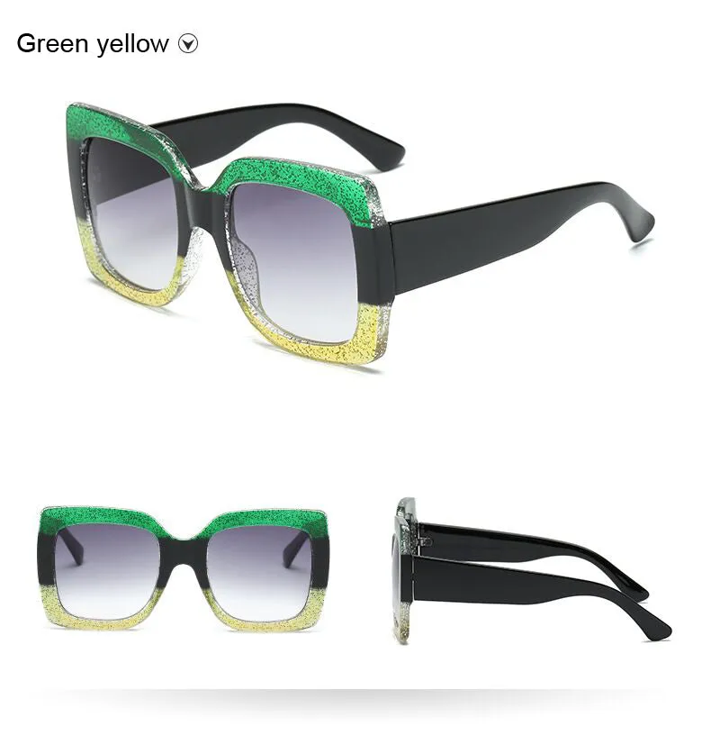 Womens Oversized Square Three Color Sunglasses