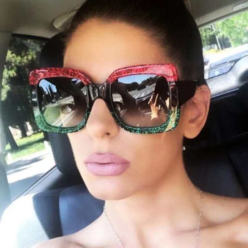 Womens Oversized Square Three Color Sunglasses