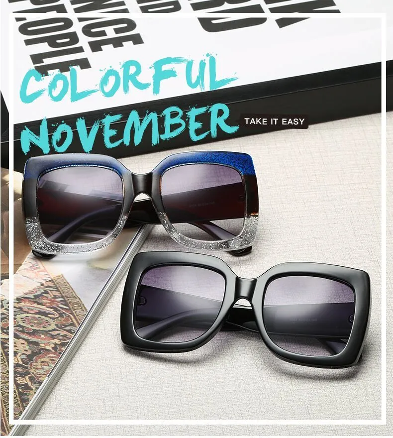 Womens Oversized Square Three Color Sunglasses
