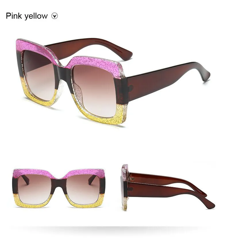 Womens Oversized Square Three Color Sunglasses