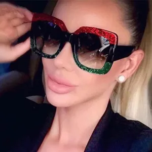 Womens Oversized Square Three Color Sunglasses