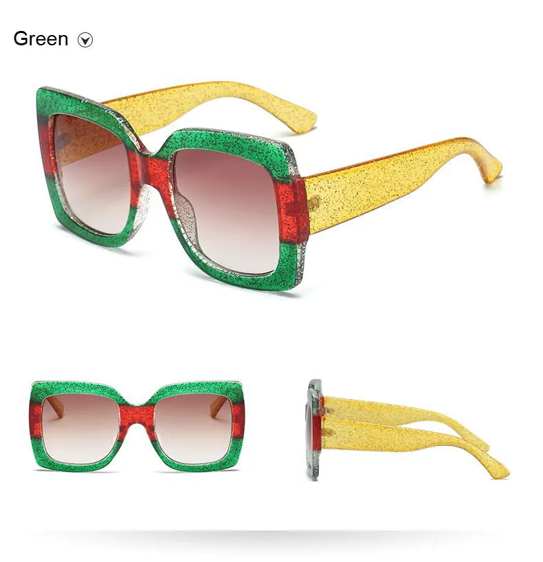 Womens Oversized Square Three Color Sunglasses
